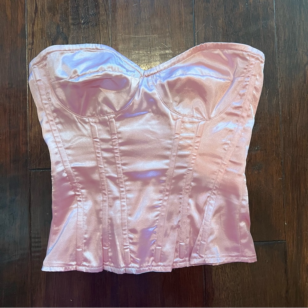 pink satin corset top